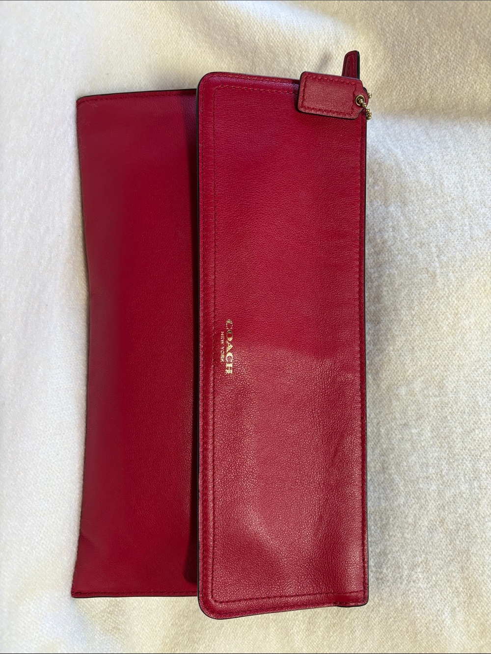 Coach Red Leather Fold-Over Clutch